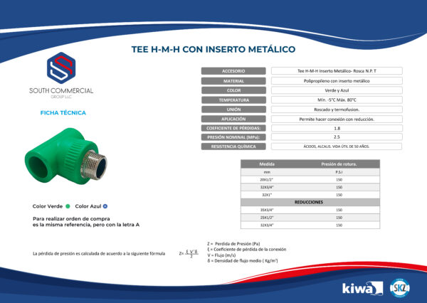 Tee MT with brass alloy inserts - Image 3