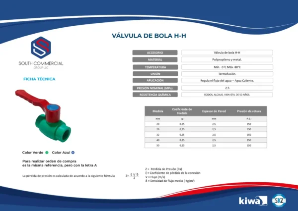 PP-R ball valve (brass alloy ball) - long handle - Image 2