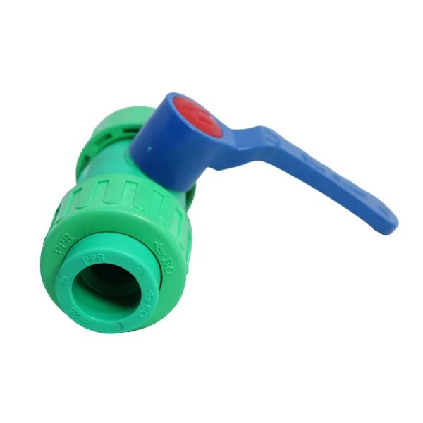 PP-R ball valve (brass alloy ball) with double union adaptors  - long handle - Image 5