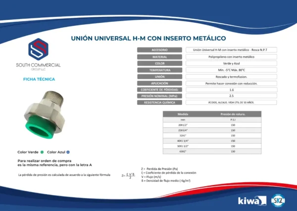 PP-R flat seat Hexagonal union adaptor  MT - Image 2